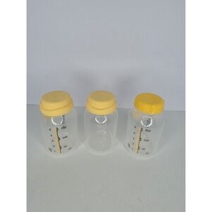 Lot of 3 Medela 5oz/150mL Breast Milk‎ Storage Bottles & Yellow Caps Baby Infant